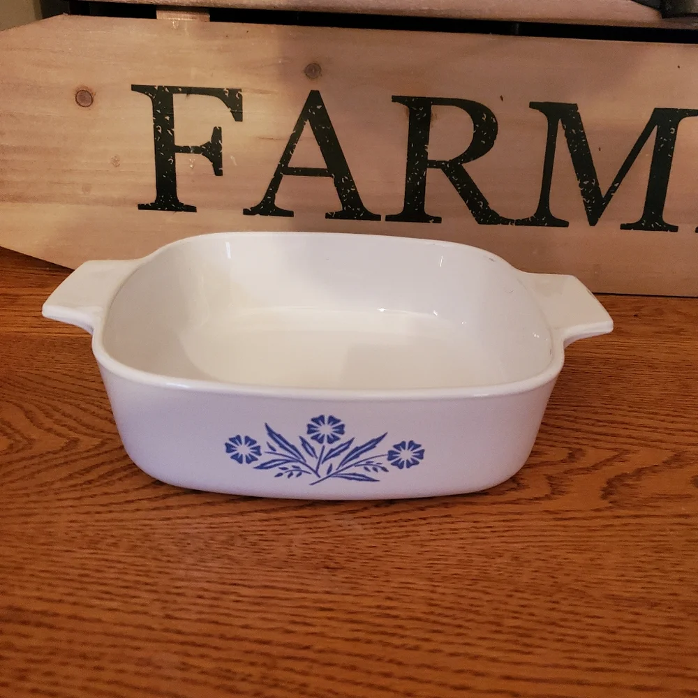 Vintage Corningware Square Blue Cornflower Dish w/o Lid